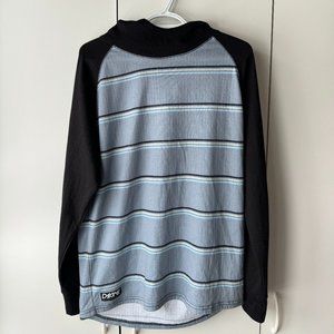 Dakine Underlayer Crewneck Long Sleeve Hood Grey Stripe Large Men Ski Snowboard